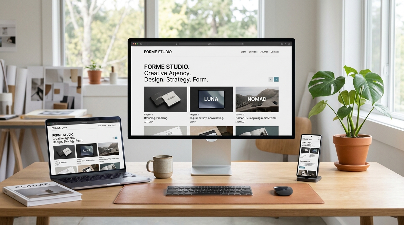 Forme Studio creative agency website shown on desktop, laptop and mobile screens